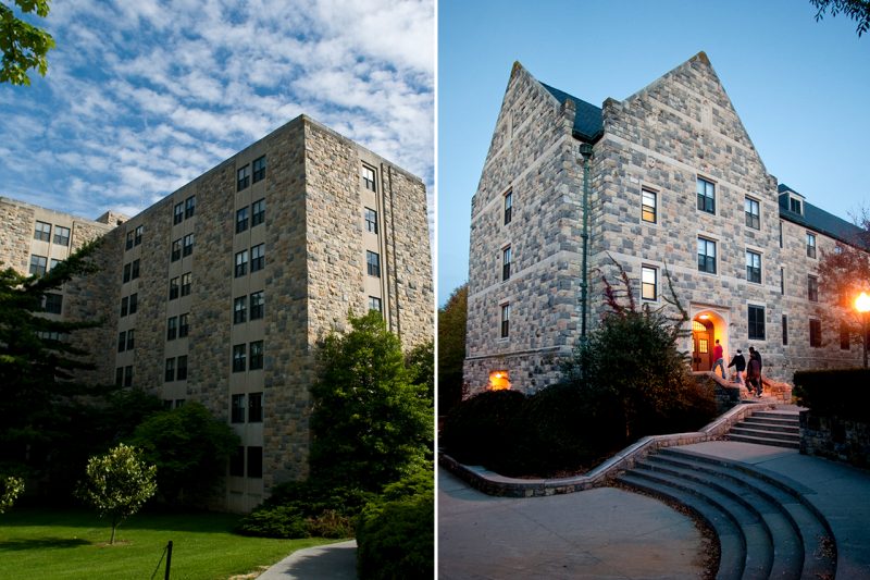 This image shows the newly named Hoge Hall (left) and Whitehurst Hall. 