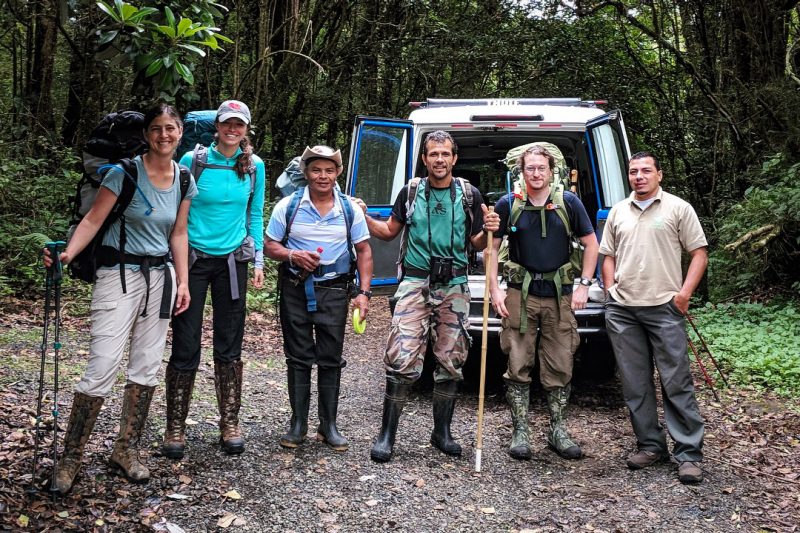 The research team on a Piper expedition in Barva Volcano National Park in Costa Rica. From left to right: Susan Whitehead, Lauren Maynard, Juan Pineda (Organization for Tropical Studies), Orlando Vargas Ramírez (Organization for Tropical Studies), Gerald Schneider (Virginia Tech), and Juan Chaves (Barva Volcano National Park).Photo courtesy of Lauren Maynard.