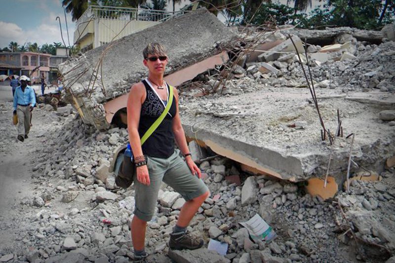 Ritchie visits Haiti in the aftermath of the 2010 earthquake. Photo courtesy of Liesel Ritchie. 