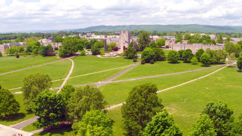 An aerial photo shows the Drillfield