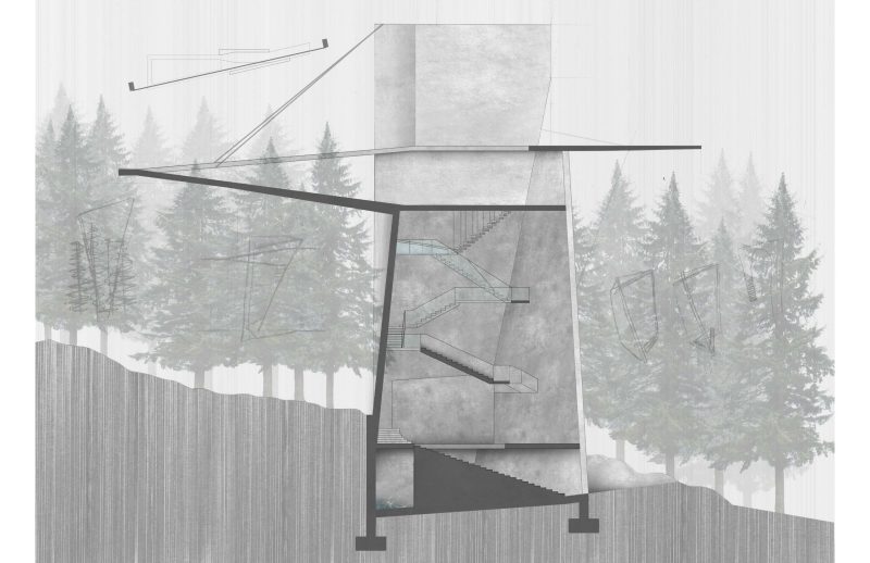 Concept art of Moesha Fares' observation tower from her thesis