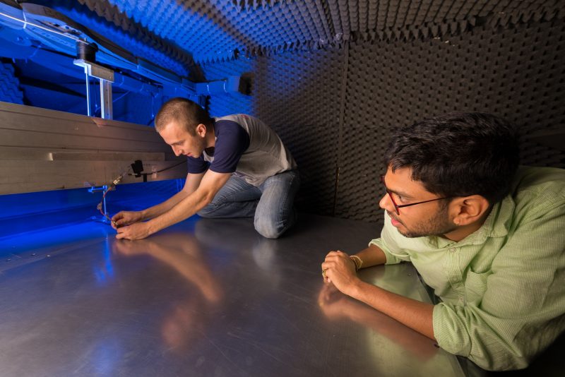 Graduate students work in the Aeroacoustics Lab