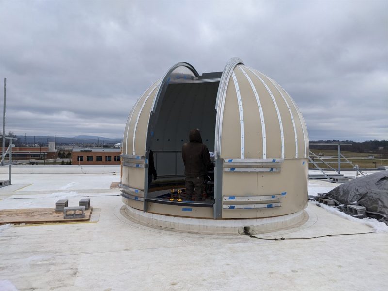 Virginia Tech’s new telescope dome, currently under construction, is fully automated and can be operated remotely from one of Virginia Tech’s ground station operations centers.