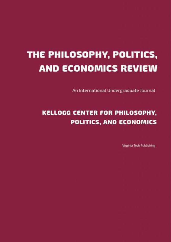 Cover for the The Philosophy, Politics, and Economics Review.