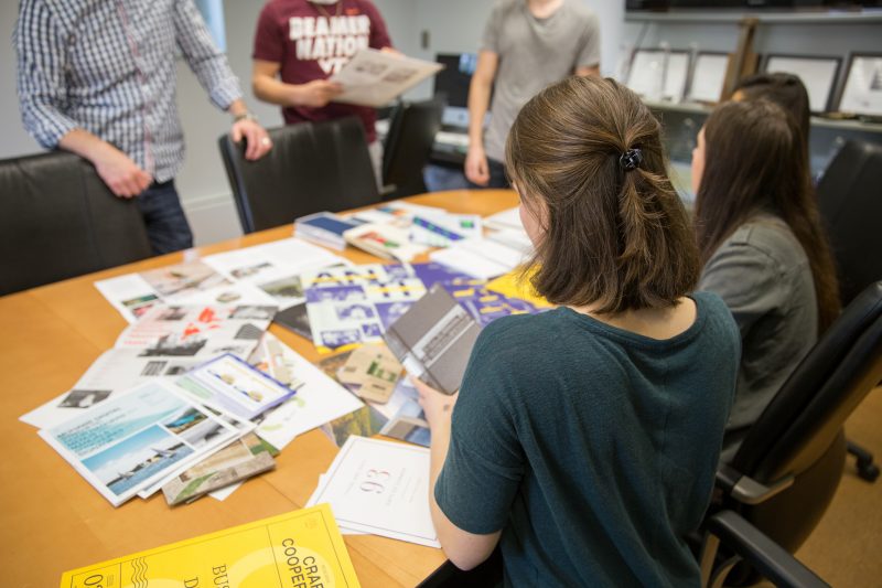 Students and Director, Jeff Joiner, at work in FourDesign - the student-run, faculty-led graphic design agency on campus.
