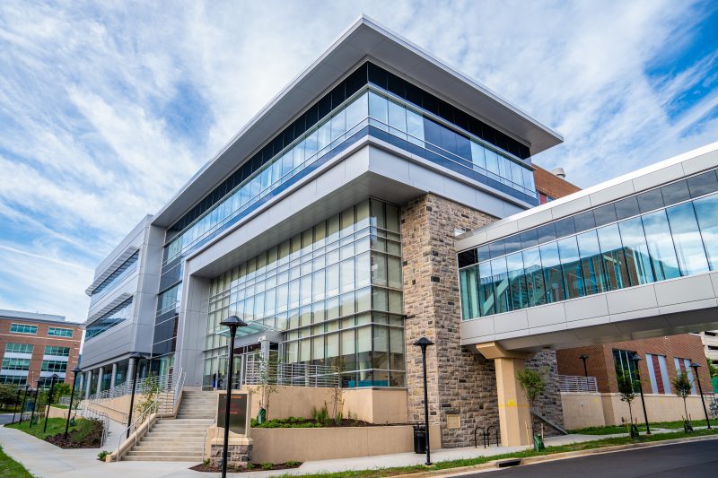 Exterior photo of one of the Fralin Biomedical Research Institute at VTC's buildings in Roanoke
