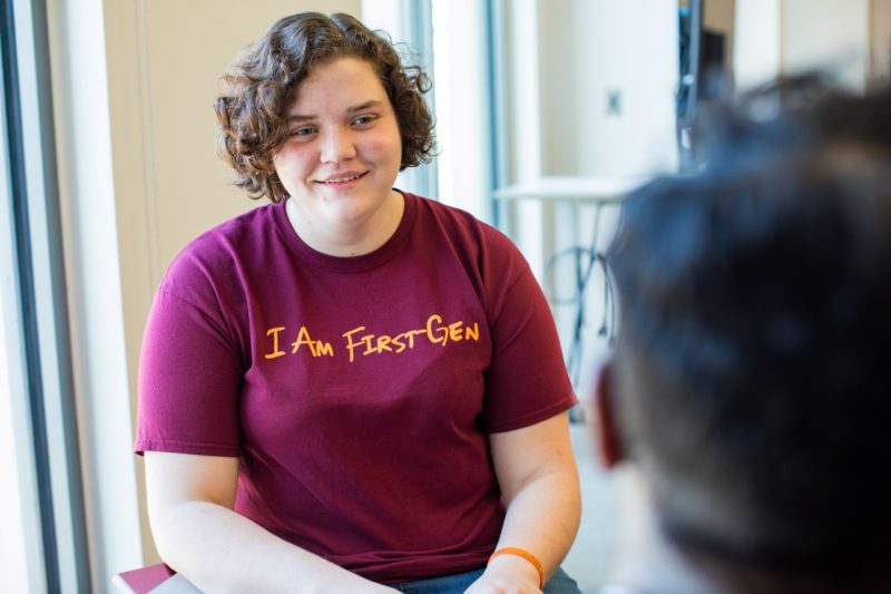 Christine Strouth '22 at an event for first-generation Virginia Tech students in 2019.