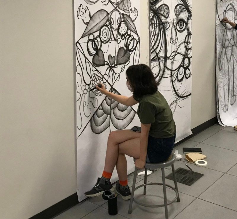 A Foundation student hones their drawing skills during the early weeks of Foundation Studio. Photo by Shawn Wang.