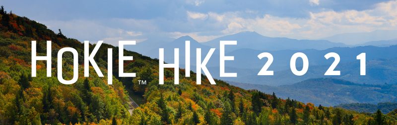 Hokie Hike logo over a mountain