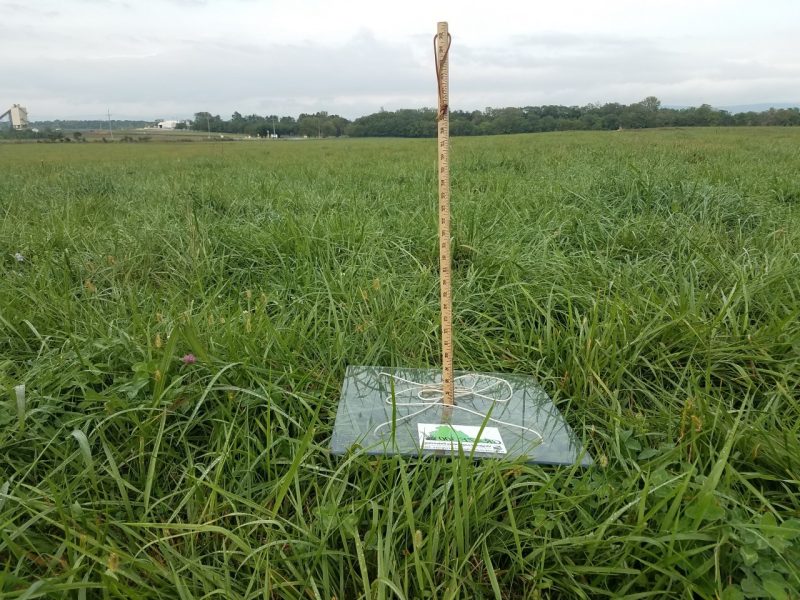 Photo by Bobby Clark. This is a falling plate meter. It is used to measure the amount of grass in a field so farmers have more precise readings to managing their grass.