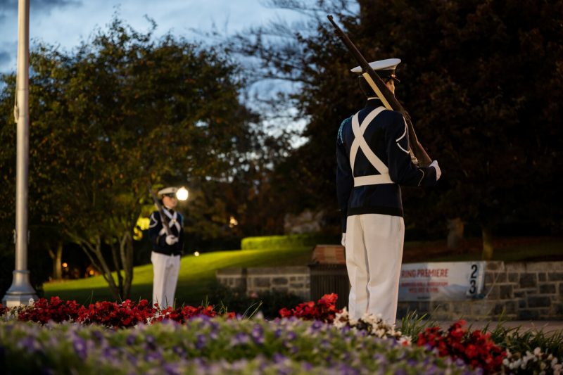 Guard standing outside Burress Hall