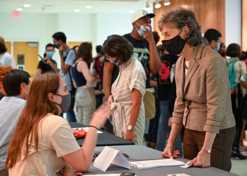Rosemary Blieszner connects with students at CAUS Fest,