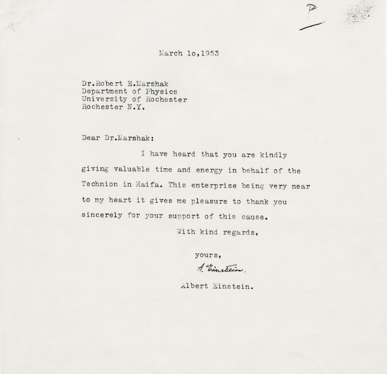 A letter to Marshak from Albert Einstein.