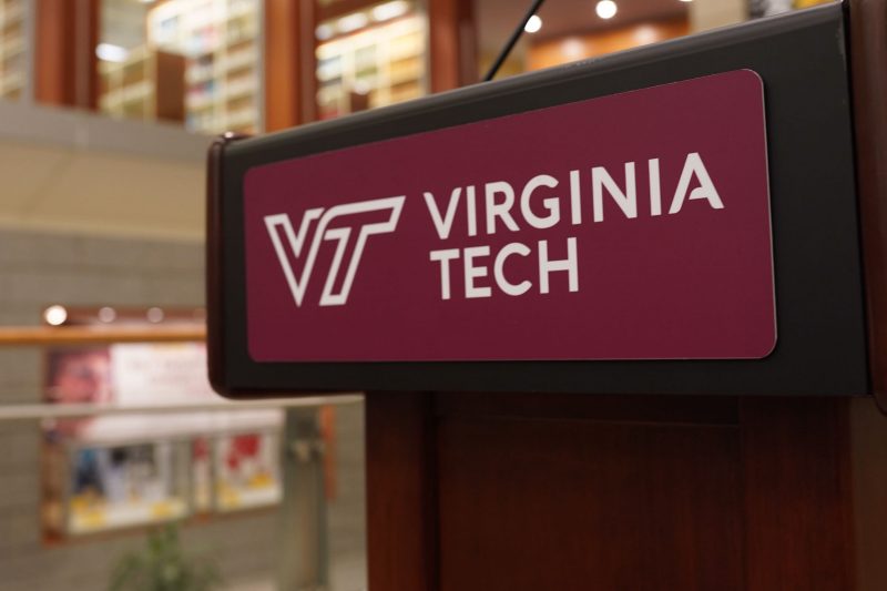 Virginia Tech logo on podium