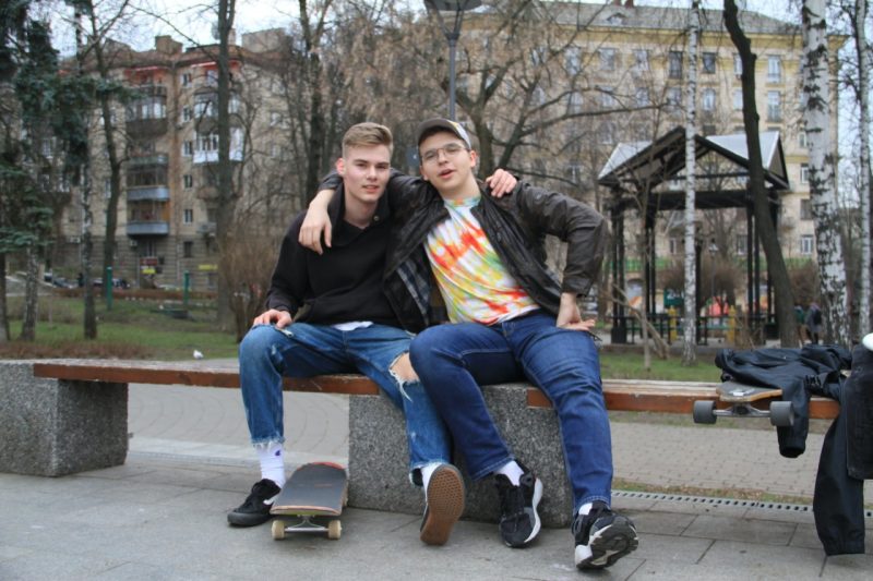 Bogdan Ivanytsia, a sophomore at Virginia Tech and a native of Ukraine, with his friend at a skateboarding park in Kyiv, Ukraine. Photo courtesy of Ivanytsia.