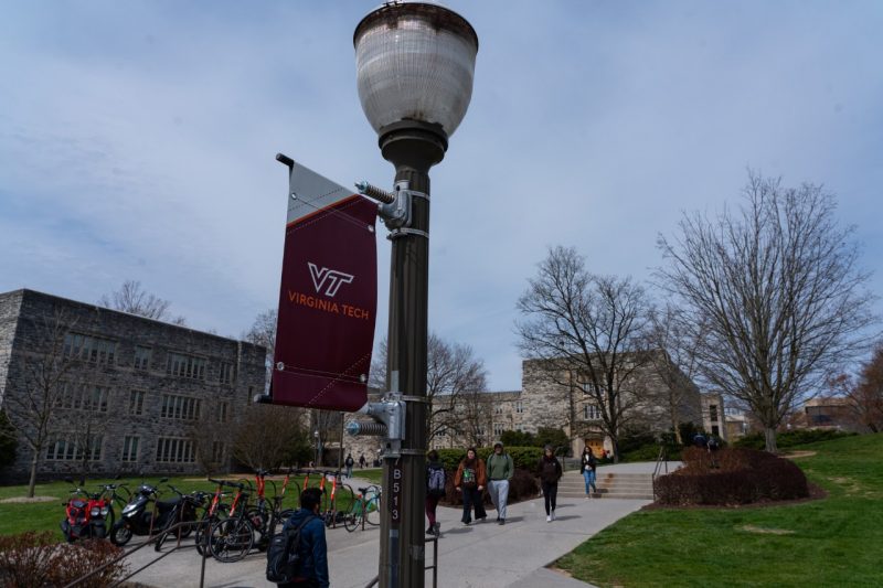 A lamppost on the Blacksburg campus. 