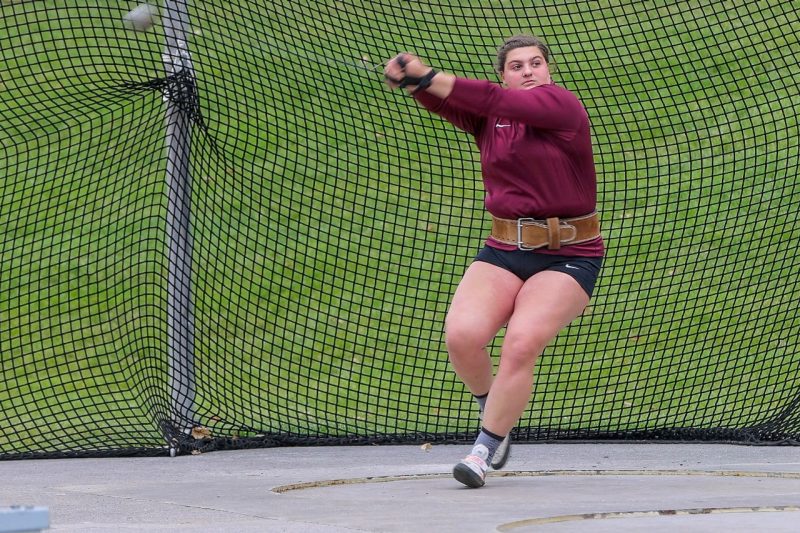 Rebecca Mammel, a Ph.D. student in the Human Nutrition, Foods, and Exercise program in the College of Agriculture and Life Sciences, is applying data gathered from her research to improve her performance as an athlete. Mammel is a thrower on Virginia Tech's Track and Field team.