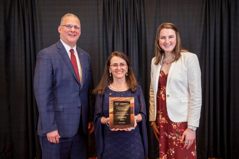 Elsa Murano, center, received the Outstanding Alumni in the Global Community award. Photo by Tim Skiles for Virginia Tech.