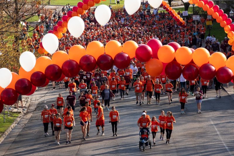 A scene from the starting line of the Run in Remembrance in 2019. Photo by Erin Williams.