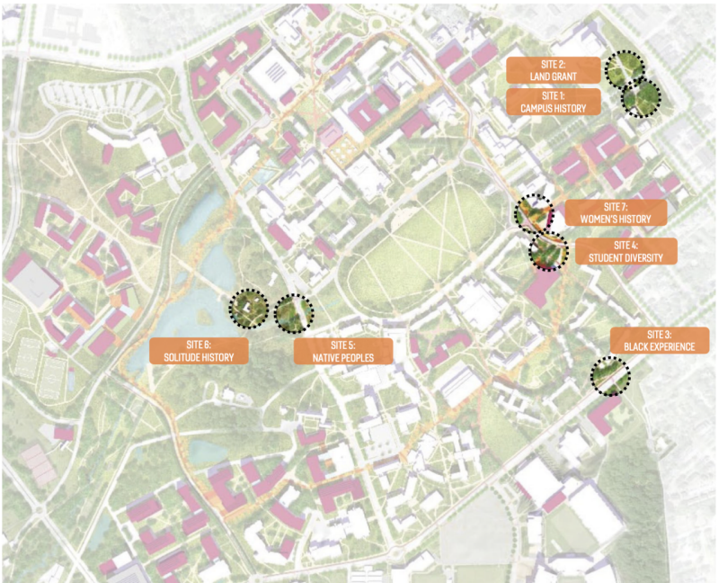 campus map showing marker locations