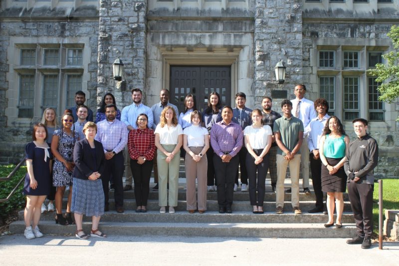 The 2022 cohort for Virginia Tech’s Data Science for the Public Good Program outside Hutcheson Hall represents students from Virginia Tech, MiraCosta College, Austin Peay State University, Jacksonville State University, and Smith College. Photo by Normand Adams for Virginia Tech.