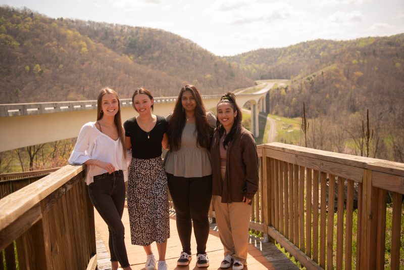 VTTI interns pictured at Virginia Smart Road Bridge