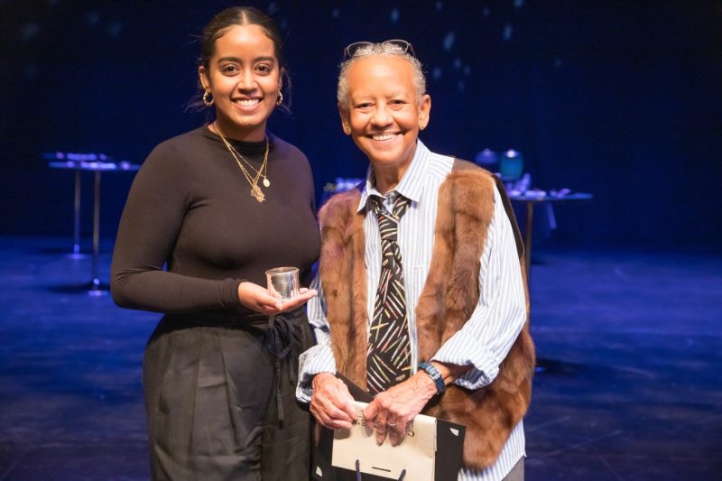 Delina Phicadu (left) was the first-place winner of the 2022 Giovanni-Steger Poetry Prize. 
