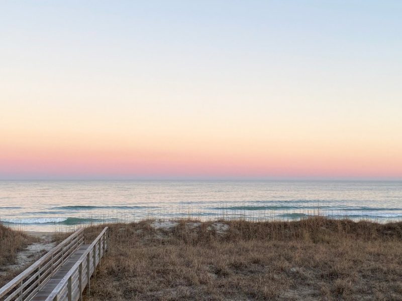 An early morning sunrise photo of Atlantic Ocean from a North Carolina beach.