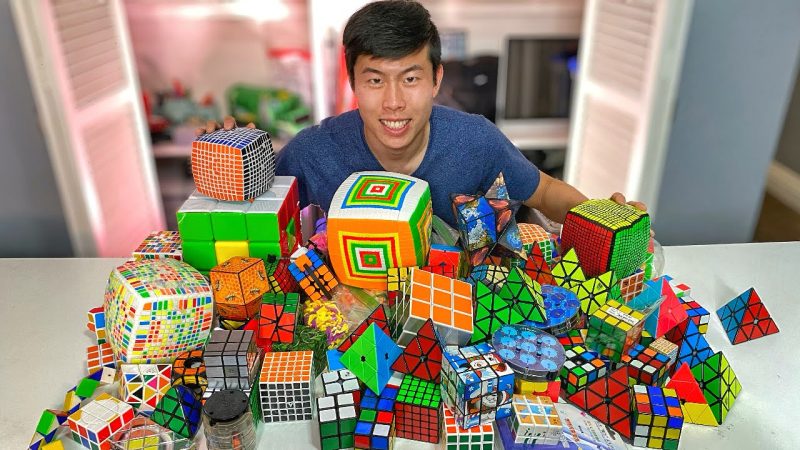Simon Shi with Rubik's Cubes