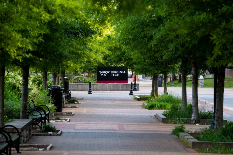 A Virginia Tech sign on the Blacksburg campus. 