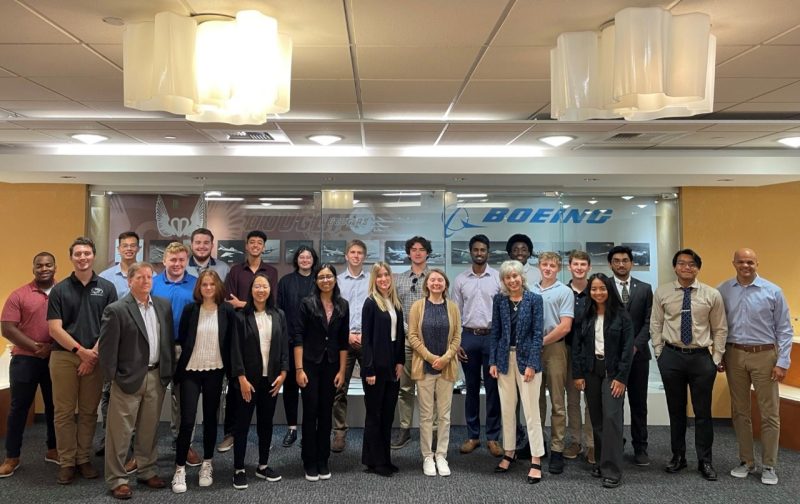 Boeing leaders and all 21 student interns gather in El Segundo, California