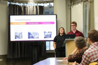 Students present during the ENGE in-person advisory board meeting, Spring 2022.