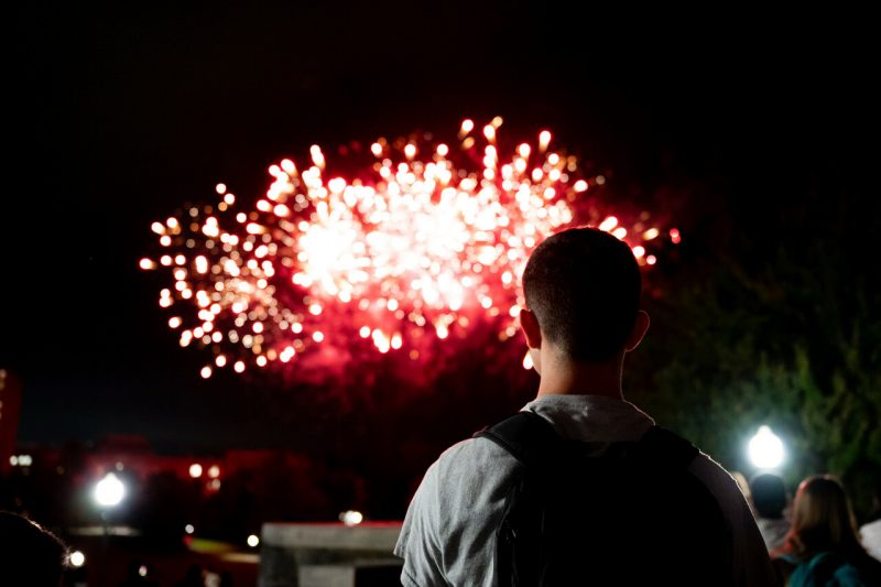student watching fireworks