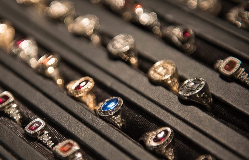 Class rings on display