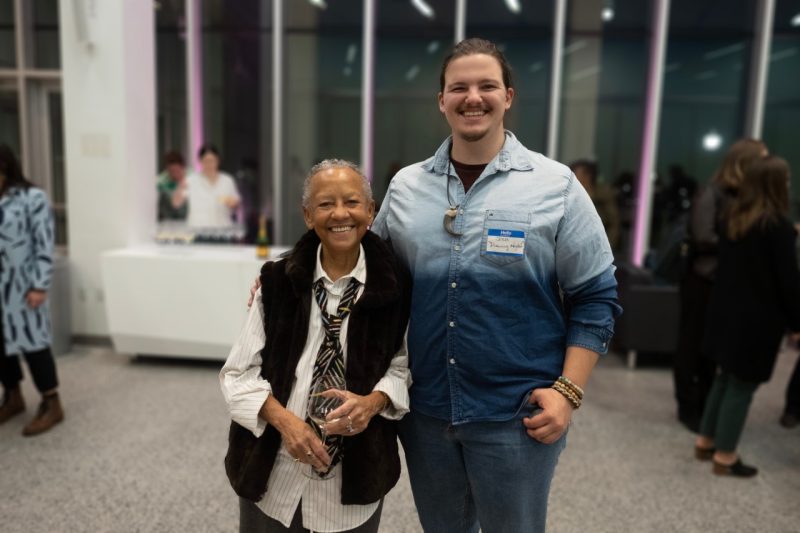 Nikki Giovanni (at left) with the winner of the 2023 Giovanni-Steger Poetry Prize, Joshua Ward. 