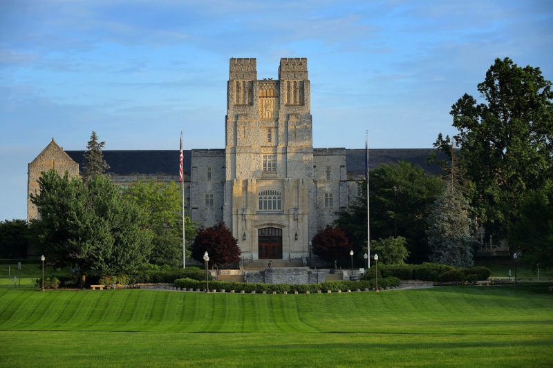 Outside of Burruss Hall at Virginia Tech