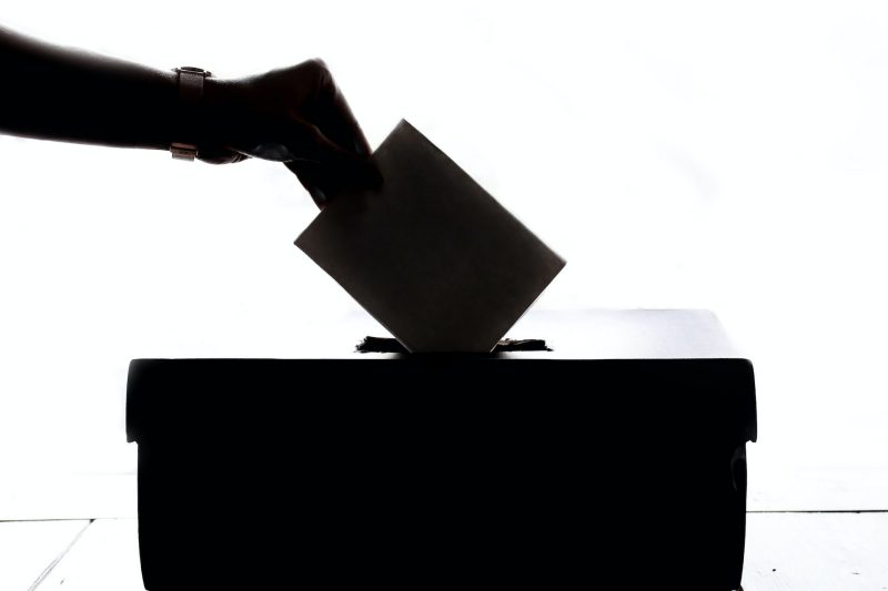 Image of a hand putting a ballot in a ballot box. Photo courtesy Pexels.