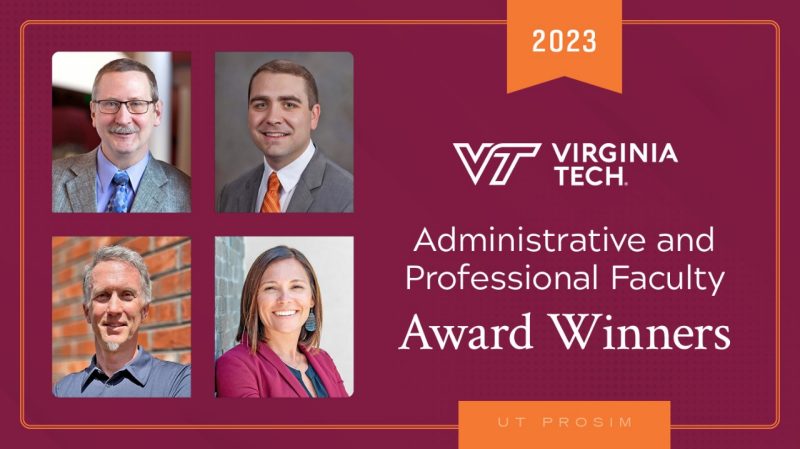 graphic showing winners of 20232 Administrative and Professional Faculty Award