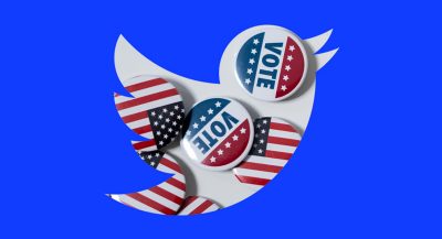 The Twitter logo filled with election buttons. Image courtesy Pexels/Pixabay.