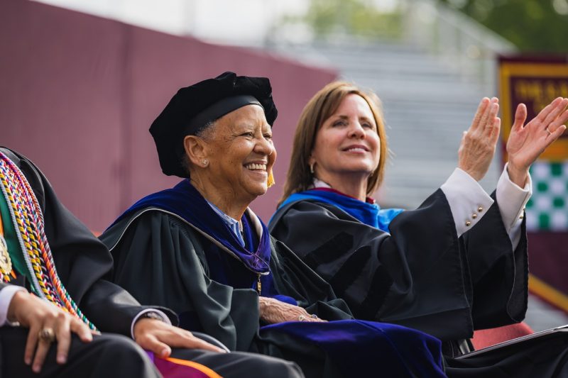 Nikki Giovanni and Jean Case at commencement