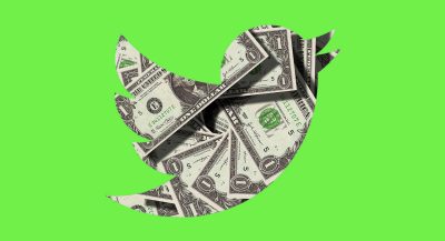 Twitter logo and cash in small bills. Image courtesy Pexels/Pixabay.