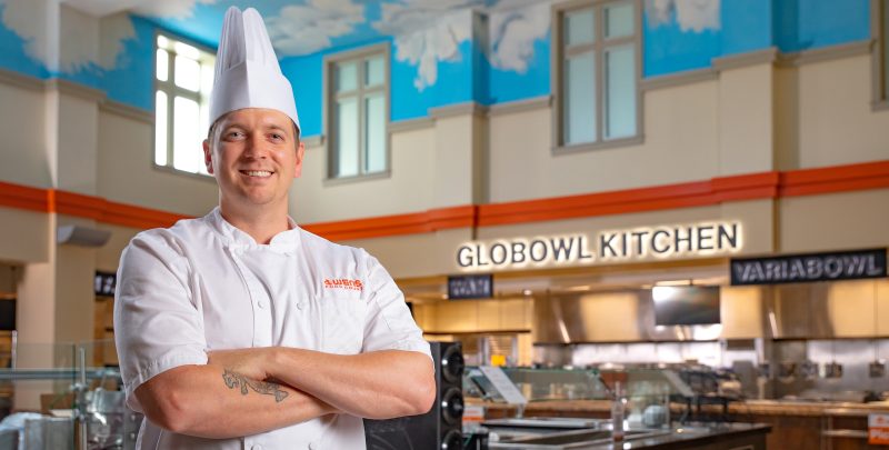 Executive Chef Nick Simpson at Owens Food Court. Photo by Darren Van Dyke for Virginia Tech.