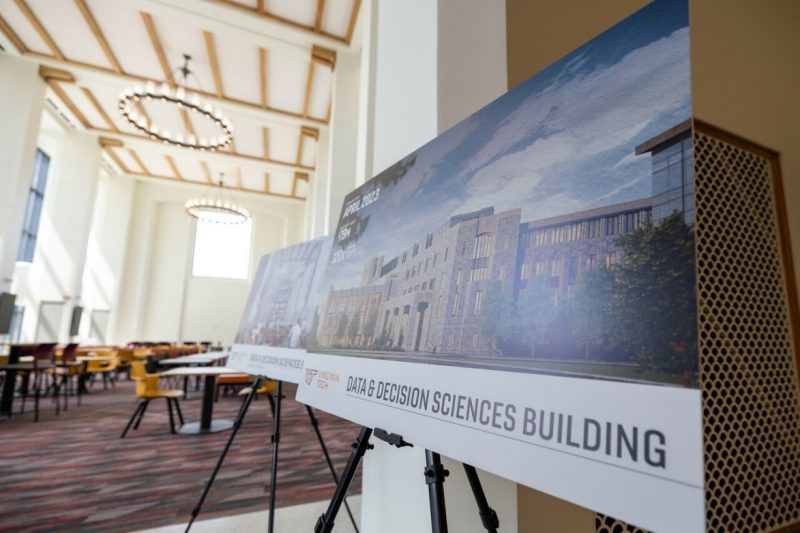 Construction of the Data and Decision Sciences Building began in winter 2021, and the building is due to be in use by the fall 2023 semester. Photo by Luke Hayes for Virginia Tech.