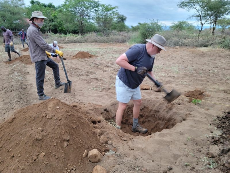 Digging holes for fruit trees