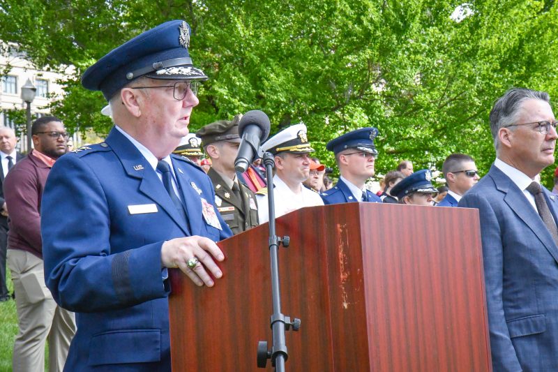 Commandant Fullhart at the new cadet parade in August 