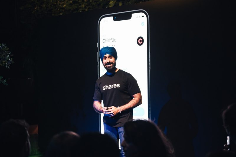 Harjas Singh at the launch of his company, Shares.io.