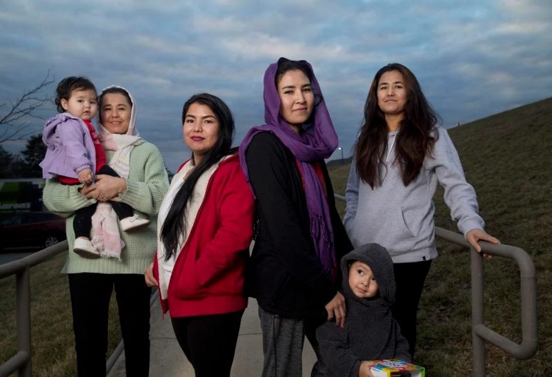 Former members of the Afghan Female Tactical Platoon who now live in Blacksburg. Soraiya Nazari (left) and Azizgul Ahmadi (second from left) will speak on Sept. 13 at Virginia Tech. Photo by Heather Rousseau and courtesy of The Roanoke Times.