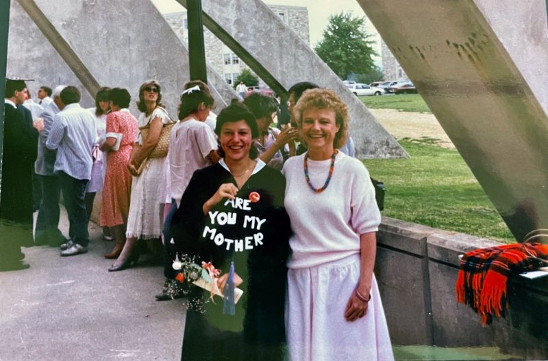 (Left to right) Lianne Lami and her mother, Margie Lee Linton, outside Cassell Coliseum at her 1988 graduation. Photo courtesy of Lianne Lami.