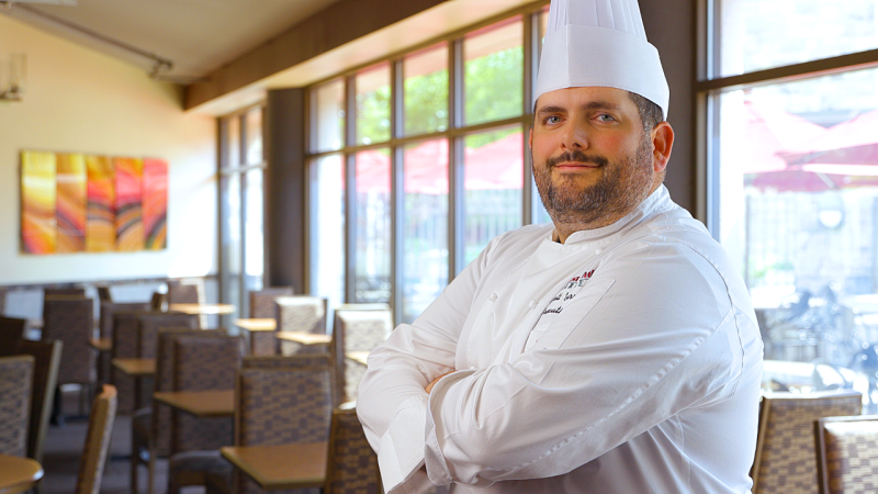 Chef Scott Surratt, Executive Chef at West End. Photo By Darren Van Dyke for Virginia Tech.