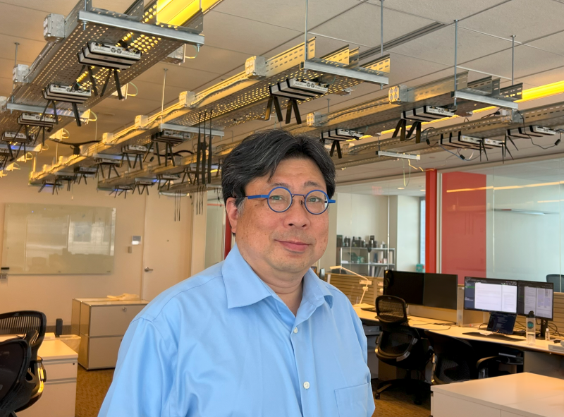 CCI Research Professor Shin’ichiro Matsuo shown in CCI xG Testbed in the Virginia Tech Research Center in Arlington. 